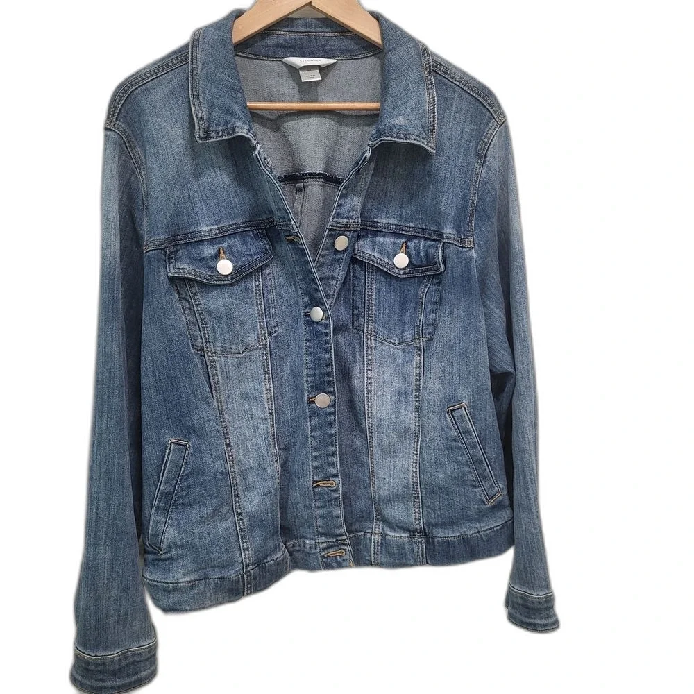 CJ Banks Light Blue Denim Jacket - 3X